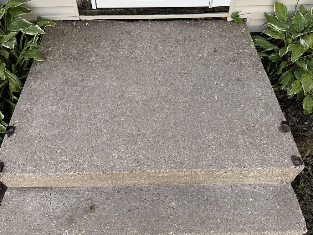 Clean concrete steps after pressure washing